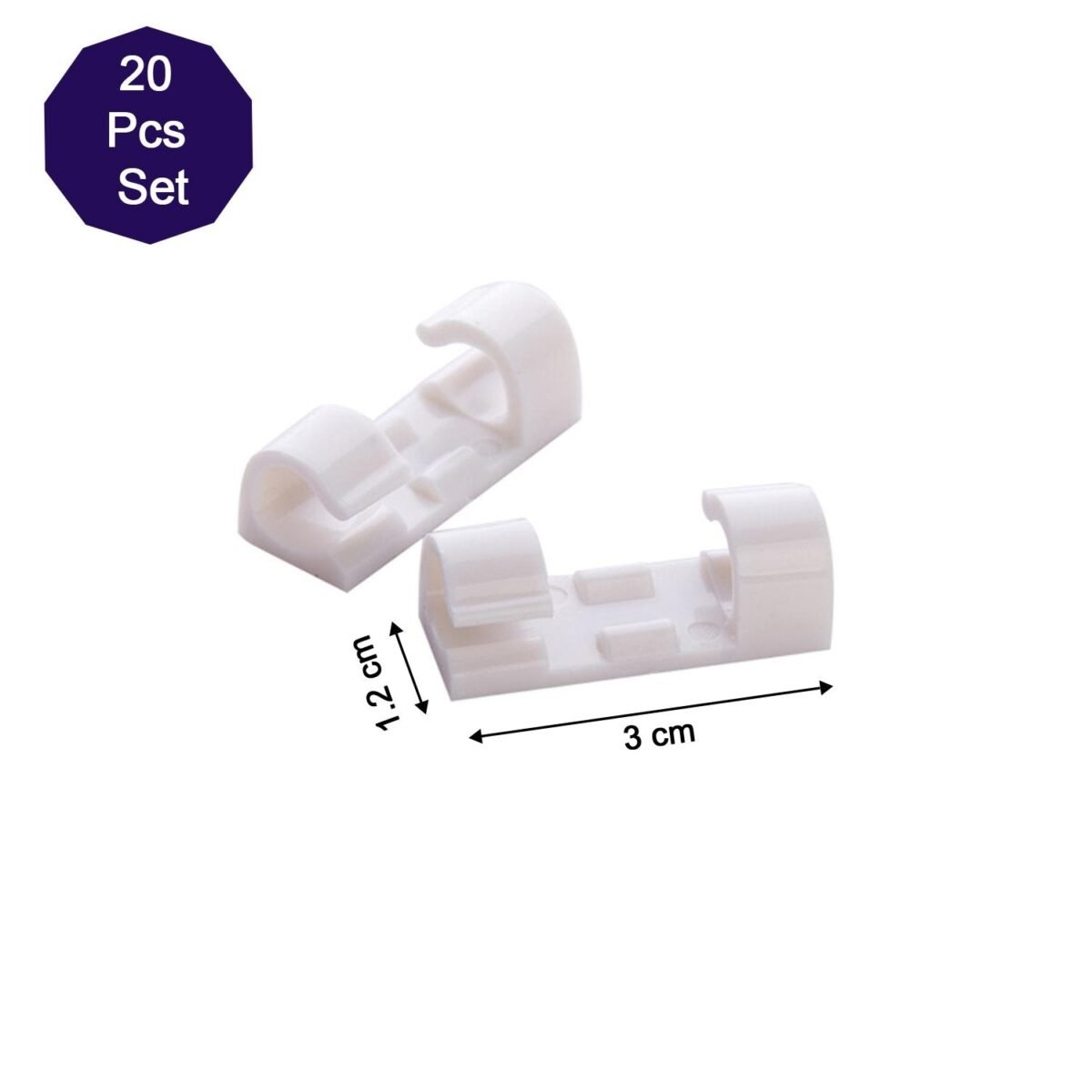 Self Adhesive Cable Clips Wire Manage Holder Sticky Mount-Round Plastic Cable Cord  - Pack of 20 - Image 5