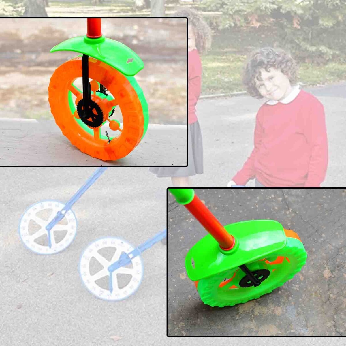 Plastic Single Wheel Push Run toy with handle and two lights on wheel. push toy for Kids. - Image 3