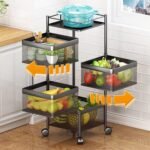 Metal High Quality Kitchen Trolley Kitchen Organizer Items and Kitchen Accessories Items for Kitchen Rack Square Design for Fruits & Vegetable Onion Storage Kitchen Trolley with Wheels (4 Layer) - Image 3
