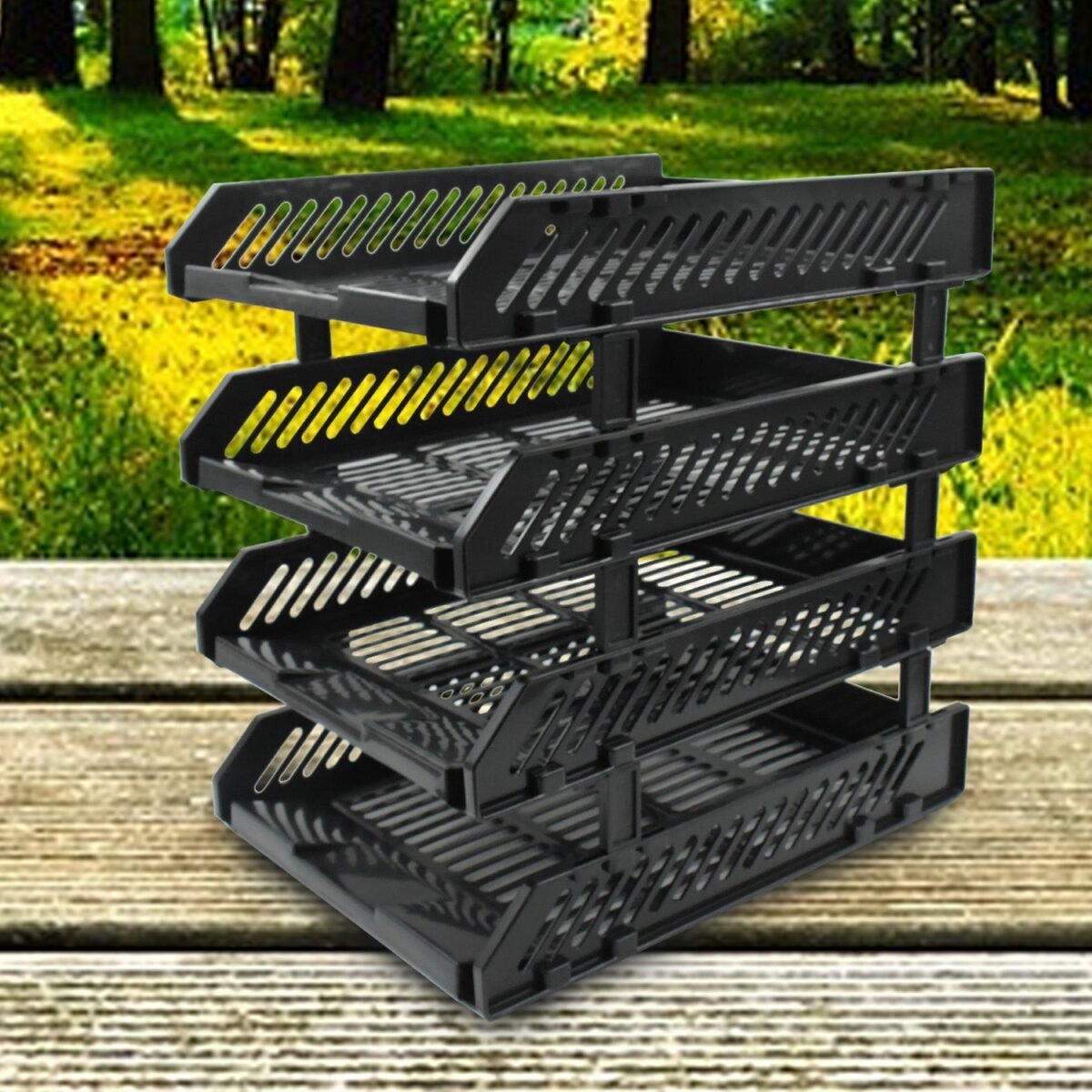 4-Layer Multifunctional File Rack with Drawers for Office Desk - Image 3