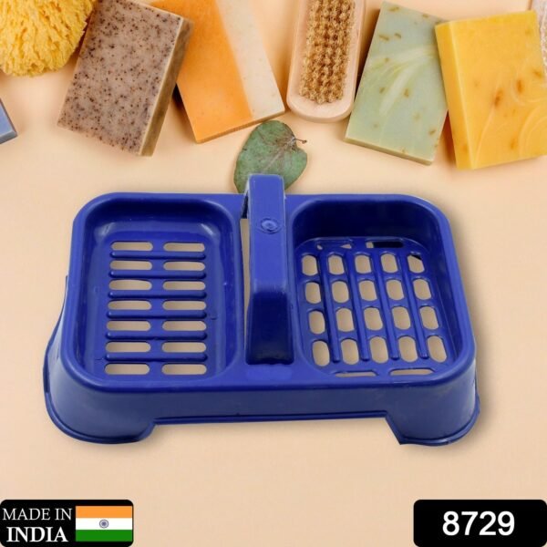 2in1 Plastic Soap Case, Dual Section Soap Holder for Bathroom or Kitchen Sink (1 Pc / Multicolor)