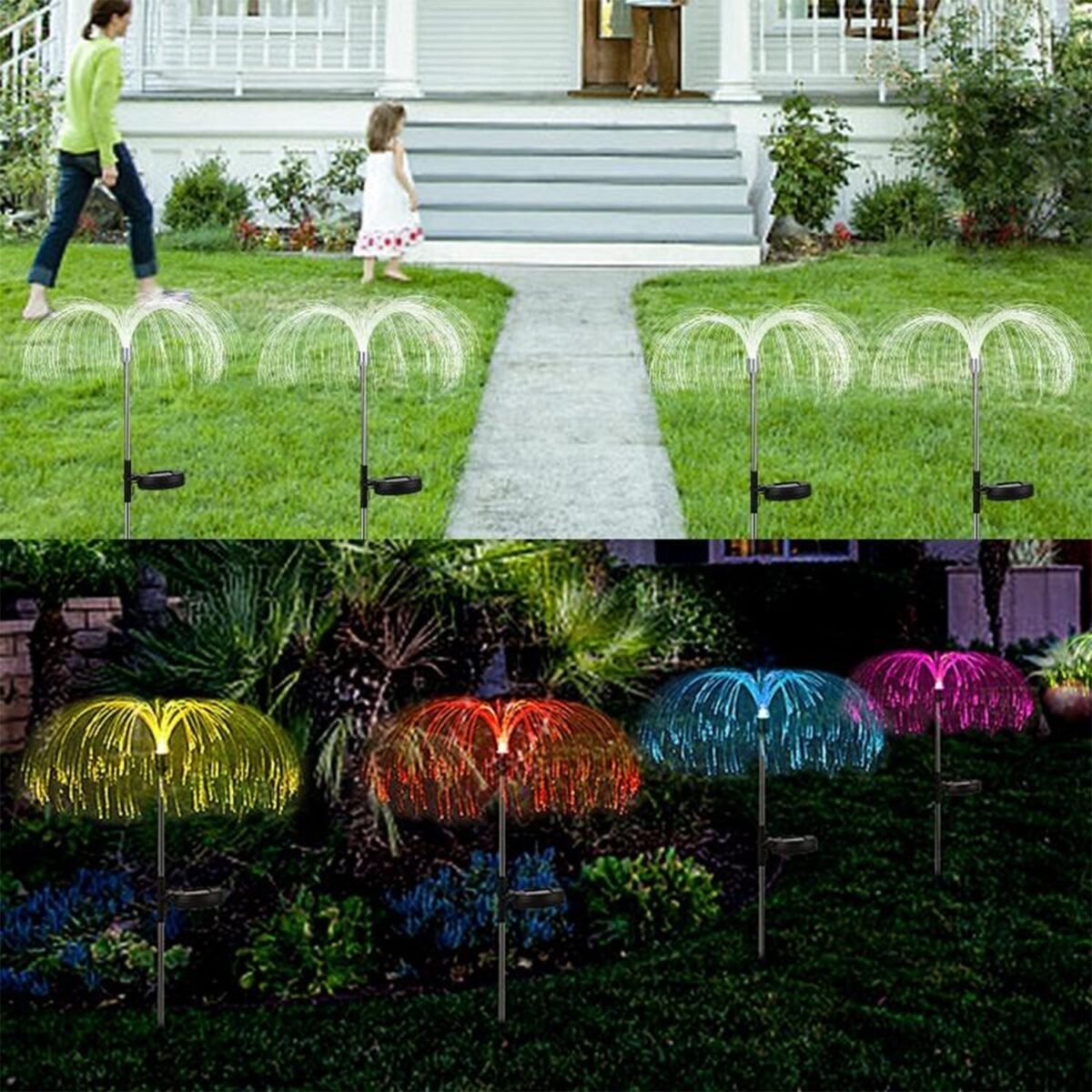 Solar Outdoor Lights – 7-Color Waterproof Jellyfish Like Firework Home Decor (2pcs) - Image 3