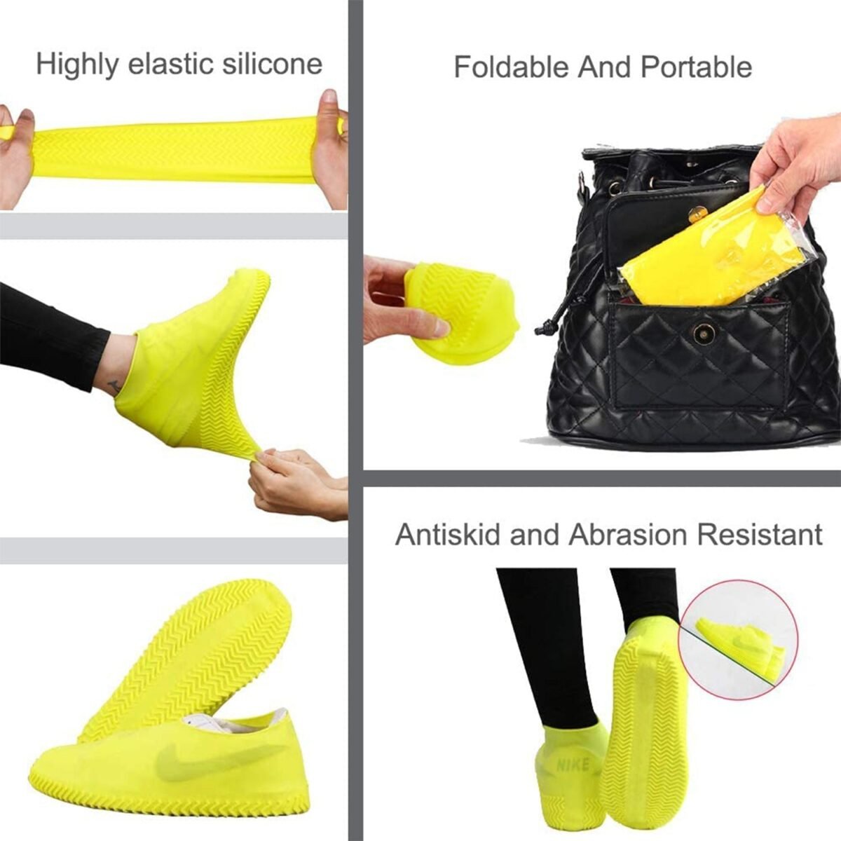 NON-SLIP SILICONE RAIN REUSABLE ANTI SKID WATERPROOF FORDABLE BOOT SHOE COVER (MEDIUM/ Mix Color) - Image 3