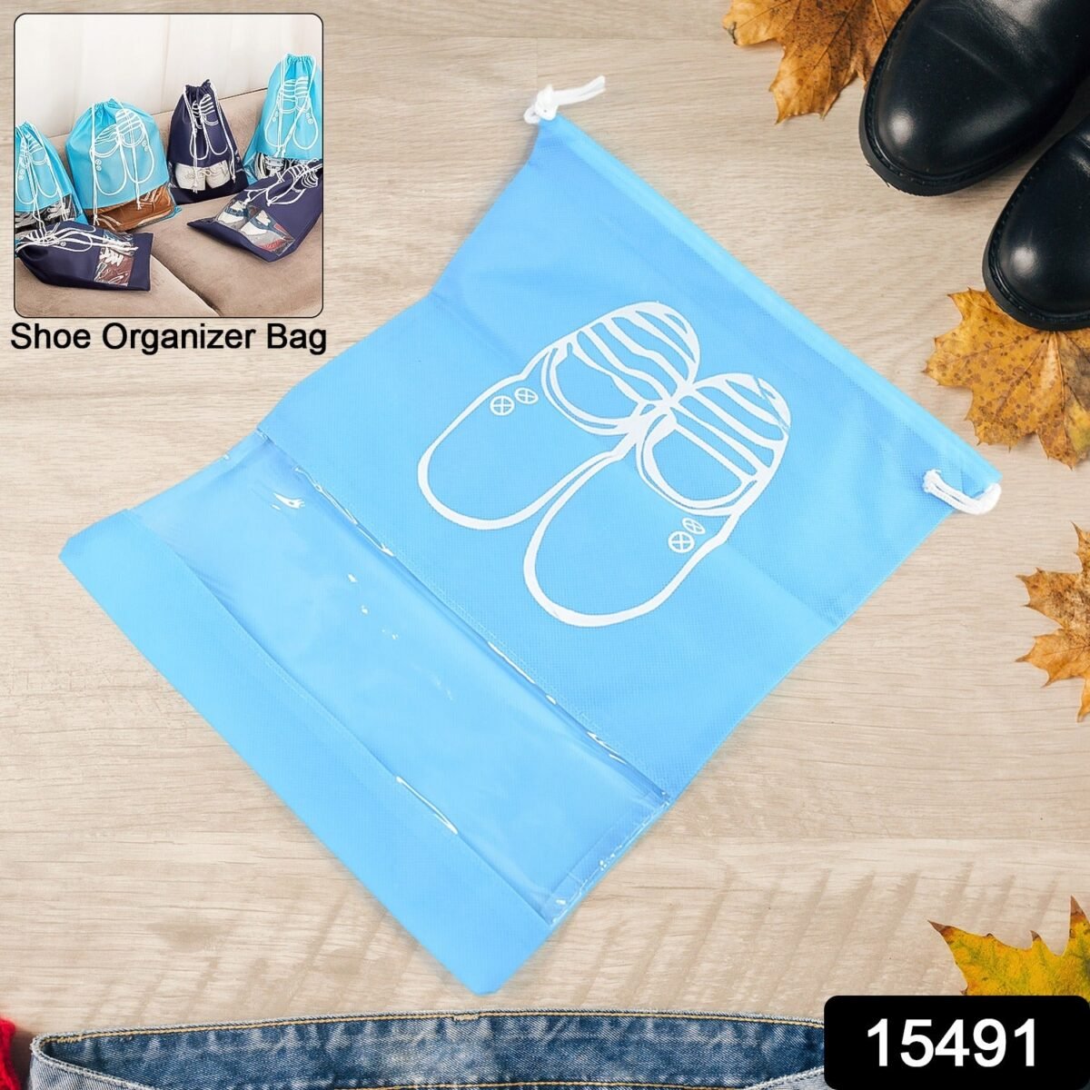 Shoes Storage Bag Closet Organizer Non-Woven Travel Portable Bag (1 Pc / ) - Image 2