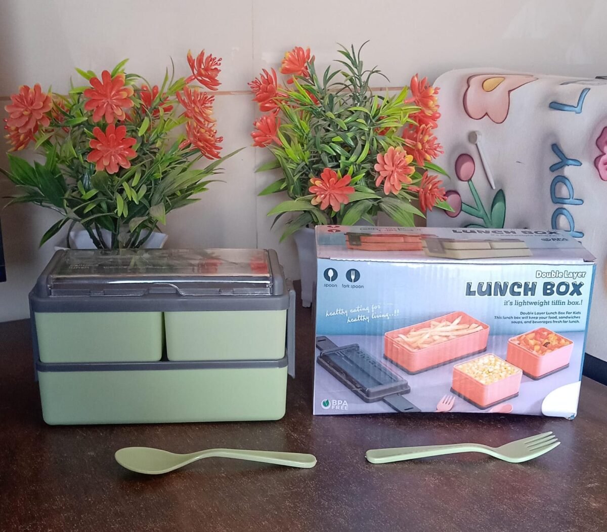 Plastic 3 Layer Leak Proof 3 Compartment Lunch Box for Office  (1 Pc) - Image 8
