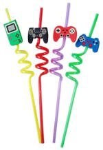 Plastic Straws Reusable Drinking Straws (4 pc Set / Mix design)