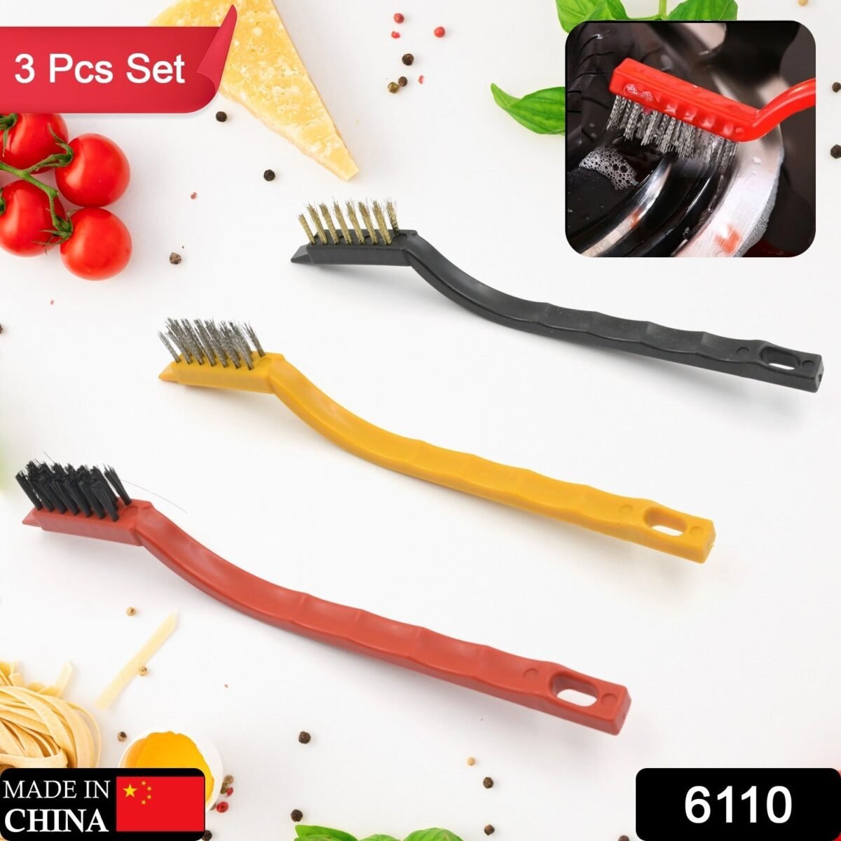 Mini Wire Brush Set - Brass, Nylon, Steel for Cleaning & Rust Removal (3 Pcs Set) - Image 2