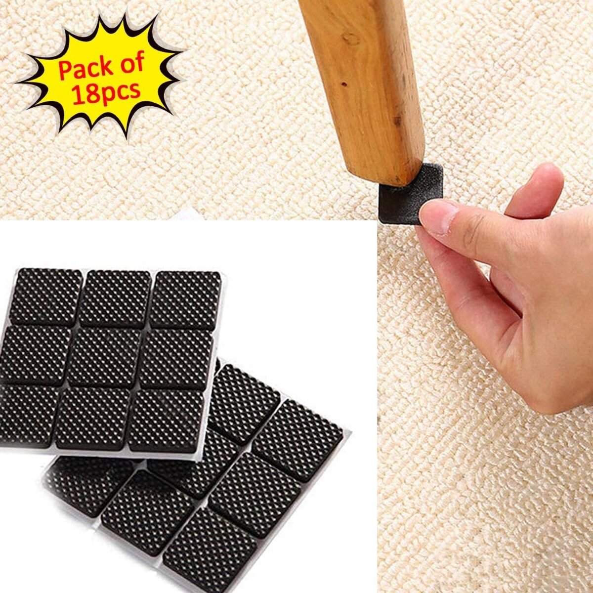 Self Adhesive Furniture Pads - Square (18 Pcs Set) - Image 1