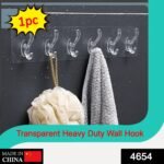 Adhesive Golden &  Transparent Heavy Duty Wall Hook - Image 2
