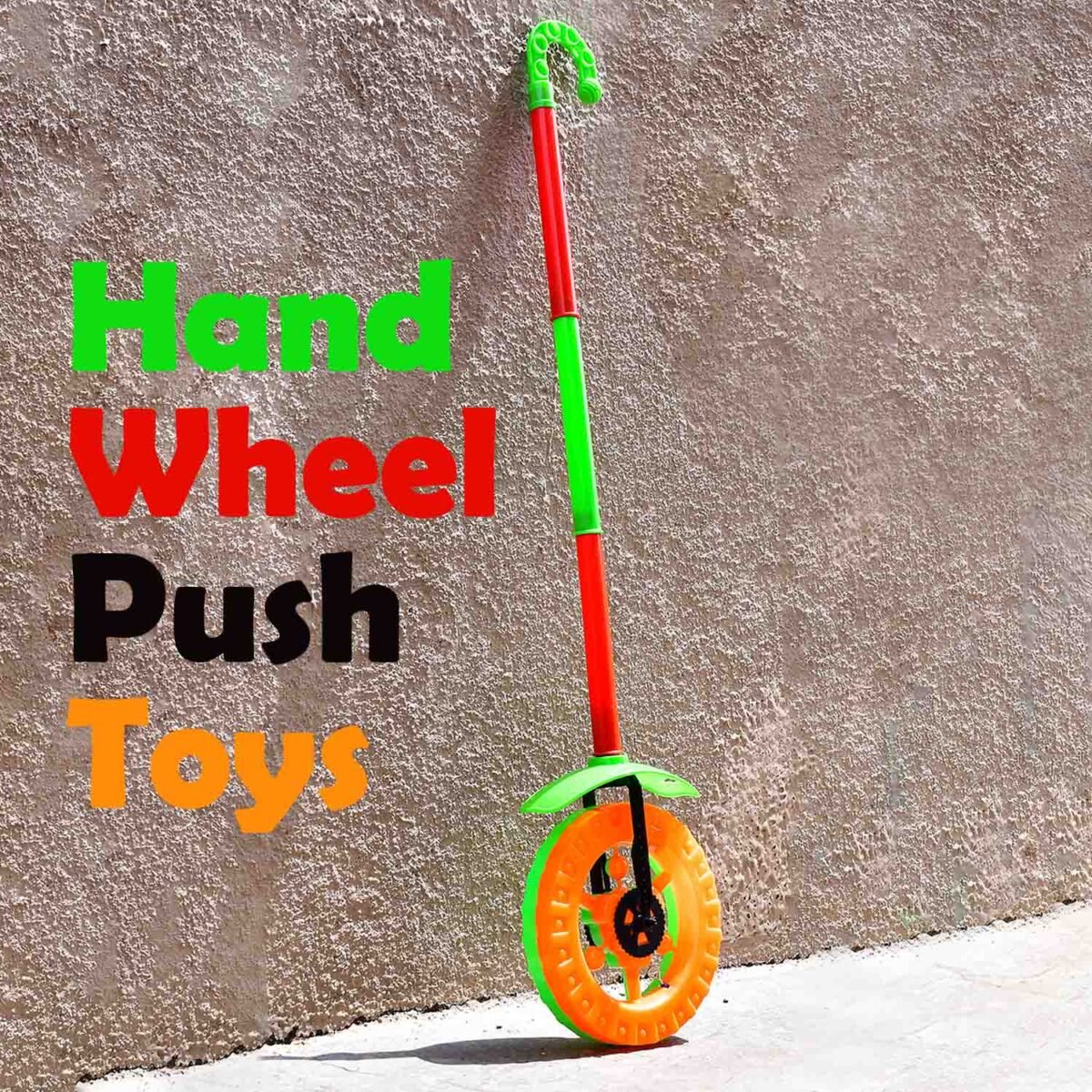 Plastic Single Wheel Push Run toy with handle and two lights on wheel. push toy for Kids. - Image 5
