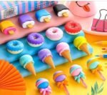 Cone, Donut & Lollipop Eraser Set for Kids’ School Gifts (1 Set 4 Pc, Themed) - Image 5