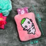 Pink Cartoon Small Hot Water Bag with Cover for Pain Relief - Image 4