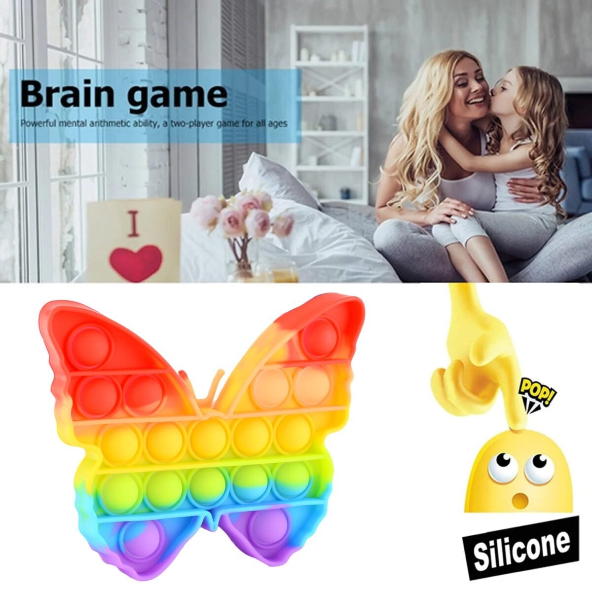 Fidget Toy Push  Bubble Fidget Sensory Toy for Kids and Adults Fidget per Stress Reliever Sensory Fidget pers (Butterfly & Car Shape / 1 Pc) - Image 3