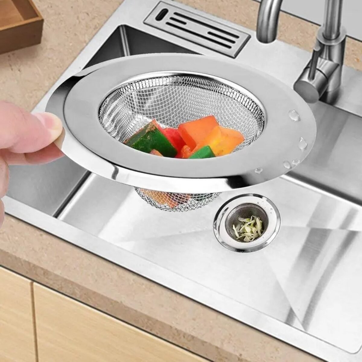Medium Size Stainless Steel Sink Strainer Kitchen Drain Basin Filter Stopper Drainer - Image 1