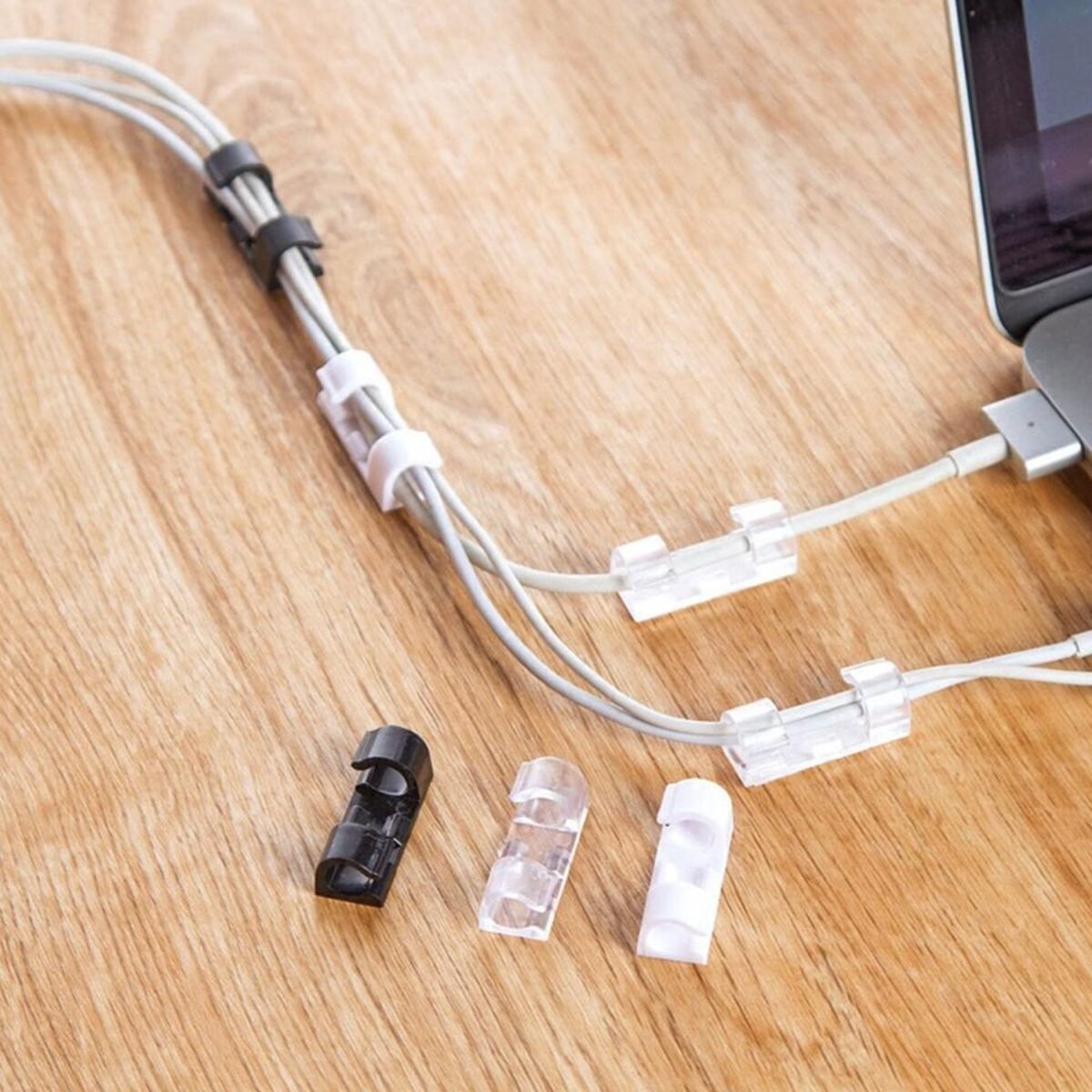 Self Adhesive Cable Clips Wire Manage Holder Sticky Mount-Round Plastic Cable Cord  - Pack of 20 - Image 6