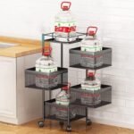 Metal High Quality Kitchen Trolley Kitchen Organizer Items and Kitchen Accessories Items for Kitchen Rack Square Design for Fruits & Vegetable Onion Storage Kitchen Trolley with Wheels (4 Layer) - Image 4