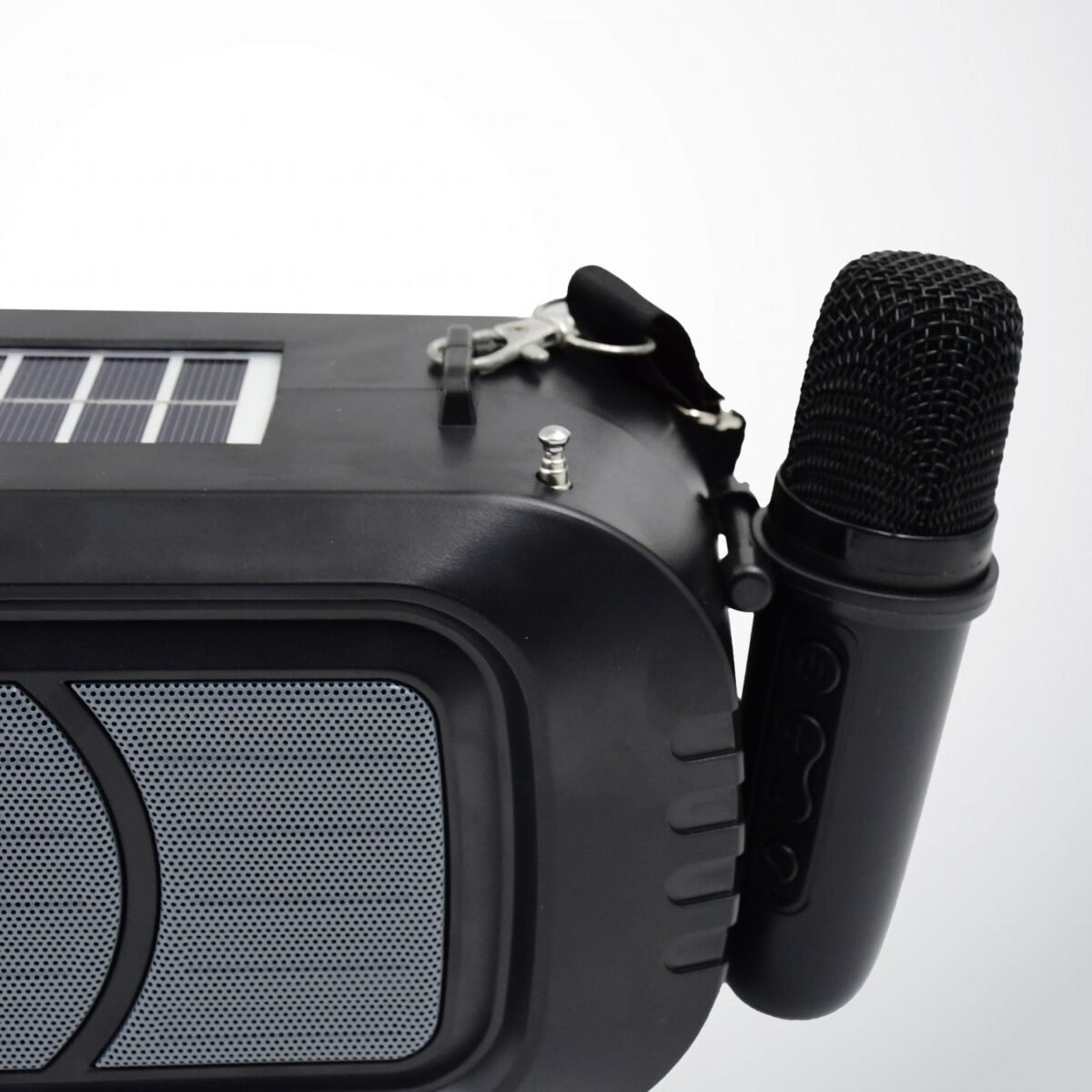 Wireless Bluetooth Speaker 5W High Bass with Wireless Mic / Microphone, LED Torch, Solar Charging, Support USB & Adjustable Strap (1 Set) - Image 7