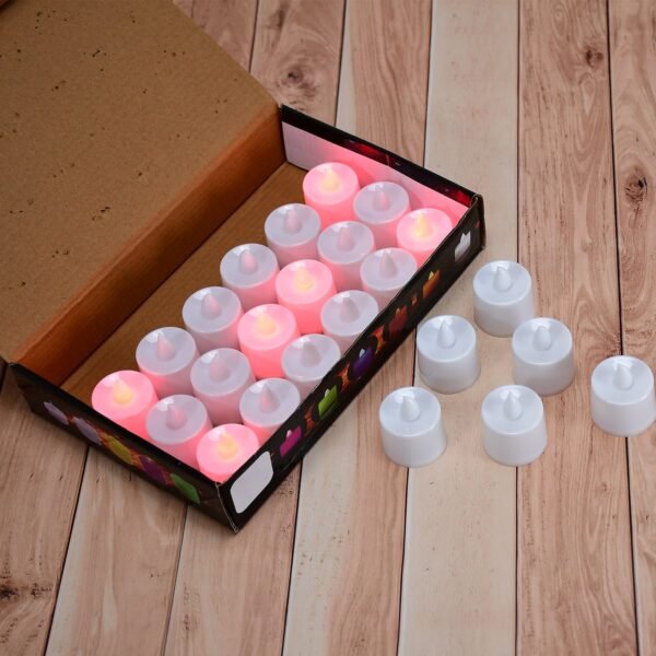 Red LED Tealights – Smokeless Flameless Candles for Home Décor (24 Pcs)