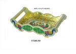 Peacock Design Glass with Handle and Handicraft Serving Tray Set - Image 7