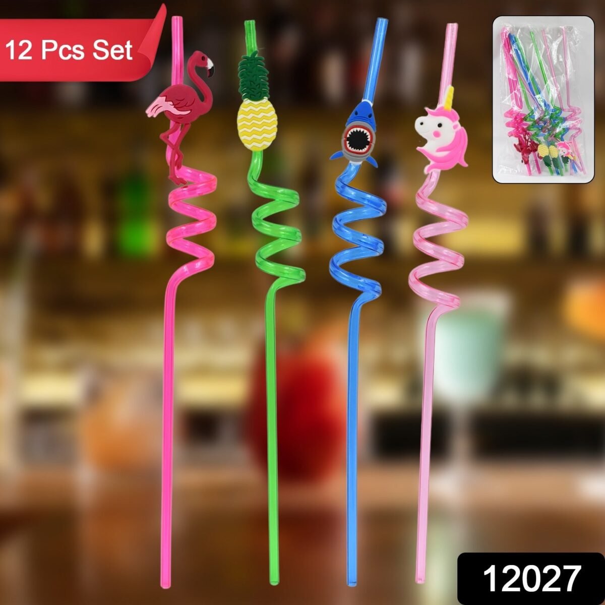 Reusable Plastic Straws (12 pcs Set / Mix Design) - Image 2