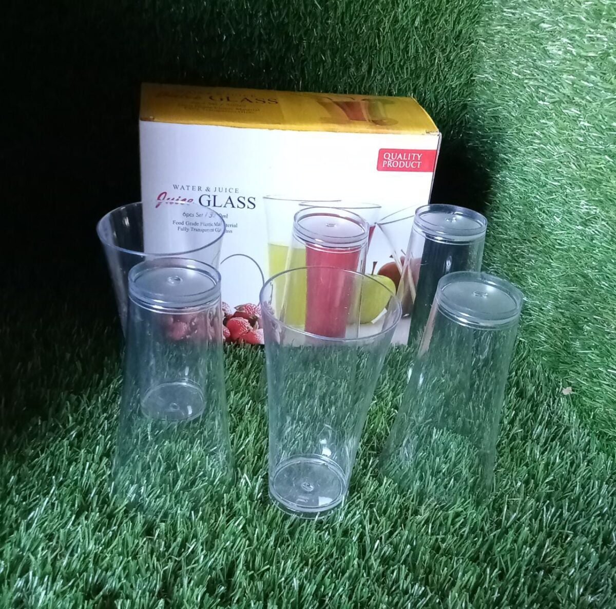 Stylish look Plastic Juicy Glass, Transparent Glasses Set 300ml (6pcs) - Image 9