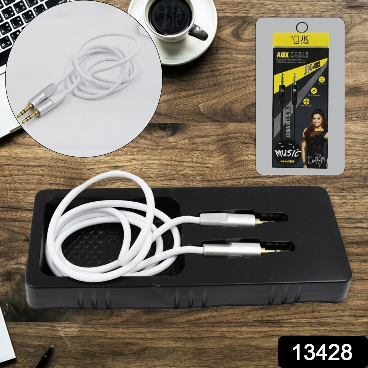 JK Aux Cable for Mobile and Tablet Home / Car Stereos & More (1 Pc / 1000MM) - Image 2