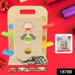 Wooden Ramp Racer Race Track Vehicle Play sets With 4 Mini Racers (with Handle) - Image 2