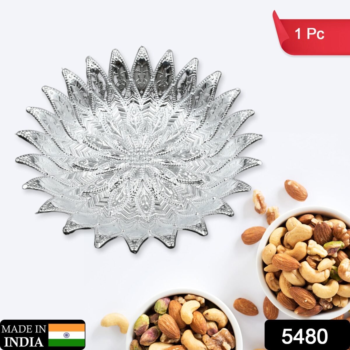 Plastic Silver Finish Serving Tray, Decorative Multipurpose Tray (1 Pc) - Image 6