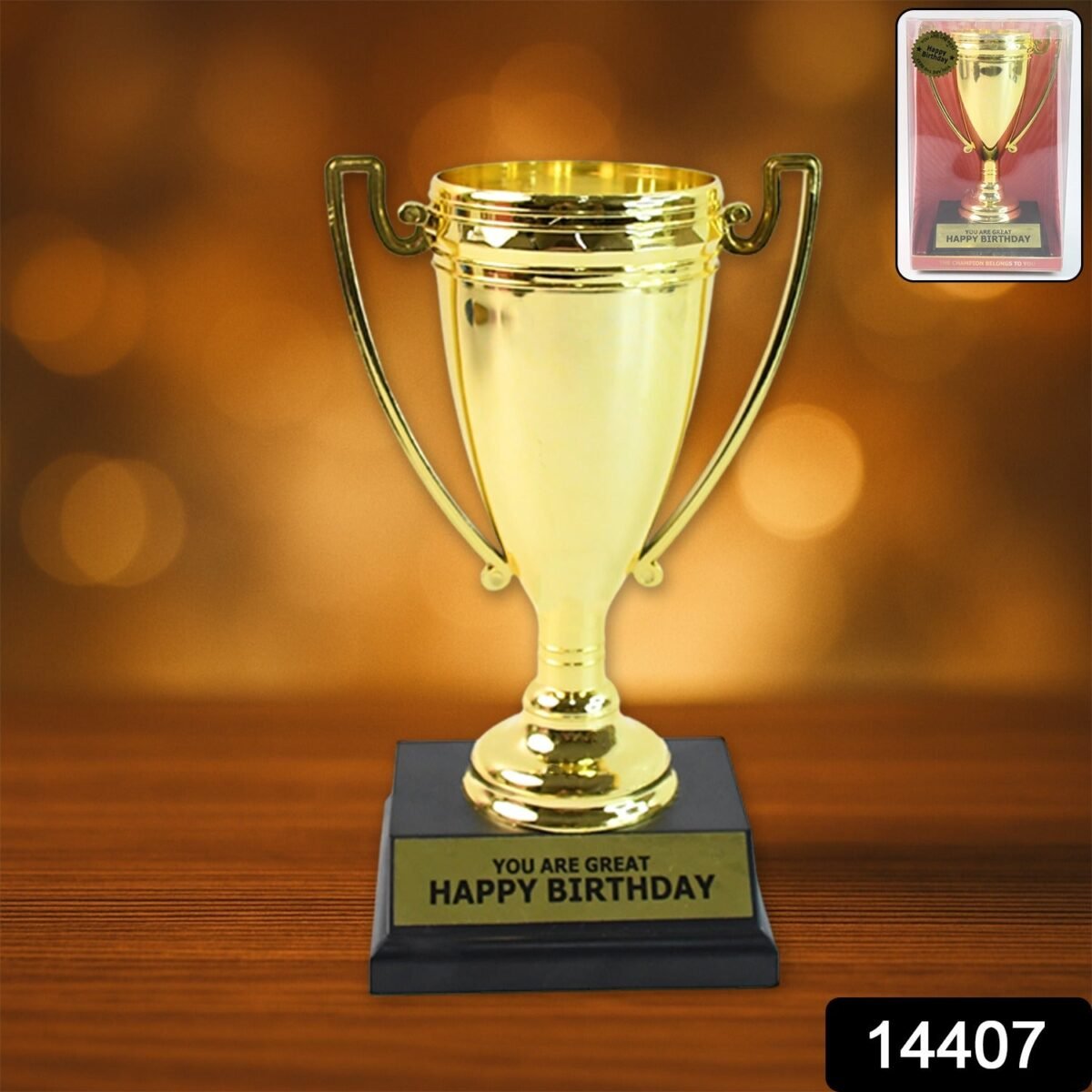 Golden Birthday Trophy – “You Are Great Happy Birthday” Plastic Award with Base - Image 2