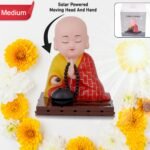 Solar Powered Sitting Buddha Statue,  Moving Head and Hand (1 Pc / Medium) - Image 5