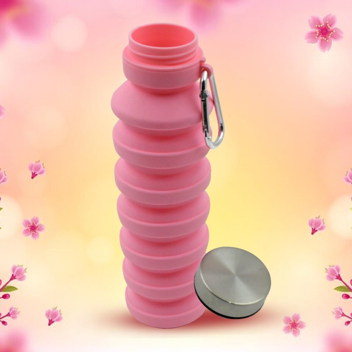 Foldable Water Bottle, Silicone Leak Proof Portable Sports Travel Water Bottle for Outdoor, Gym, Hiking (1 Pc / 24 cm Foldable) - Image 1