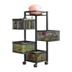 Metal High Quality Kitchen Trolley Kitchen Organizer Items and Kitchen Accessories Items for Kitchen Rack Square Design for Fruits & Vegetable Onion Storage Kitchen Trolley with Wheels (4 Layer) - Image 5