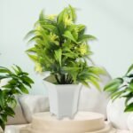 Artificial Flower Plant with Cute Pot – Home & Office Tabletop Decor, Indoor Balcony Plant (1 Pc) - Image 6