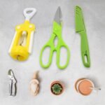 Multifunction Kitchen Tool Set – Stainless Steel & Plastic Knife and Scissors - Image 5