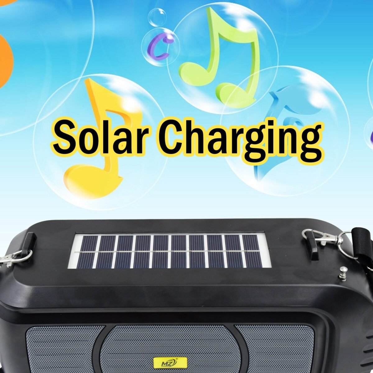 Wireless Bluetooth Speaker 5W High Bass with Wireless Mic / Microphone, LED Torch, Solar Charging, Support USB & Adjustable Strap (1 Set) - Image 8
