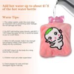 Pink Cartoon Small Hot Water Bag with Cover for Pain Relief - Image 7
