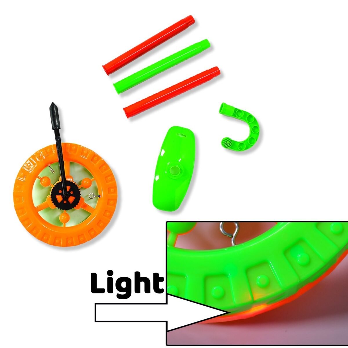 Plastic Single Wheel Push Run toy with handle and two lights on wheel. push toy for Kids. - Image 6