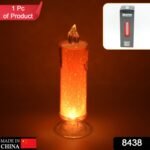 Red LED Flameless Candles Battery Operated Pillar Candles Flickering Realistic Decorative Lamp Votive Transparent Flameless Ornament Tea Party Decorations for Hotel, Scene,Home Decor, Restaurant, Diwali Decoration Candle Crystal Lamp (1 Pc) - Image 2