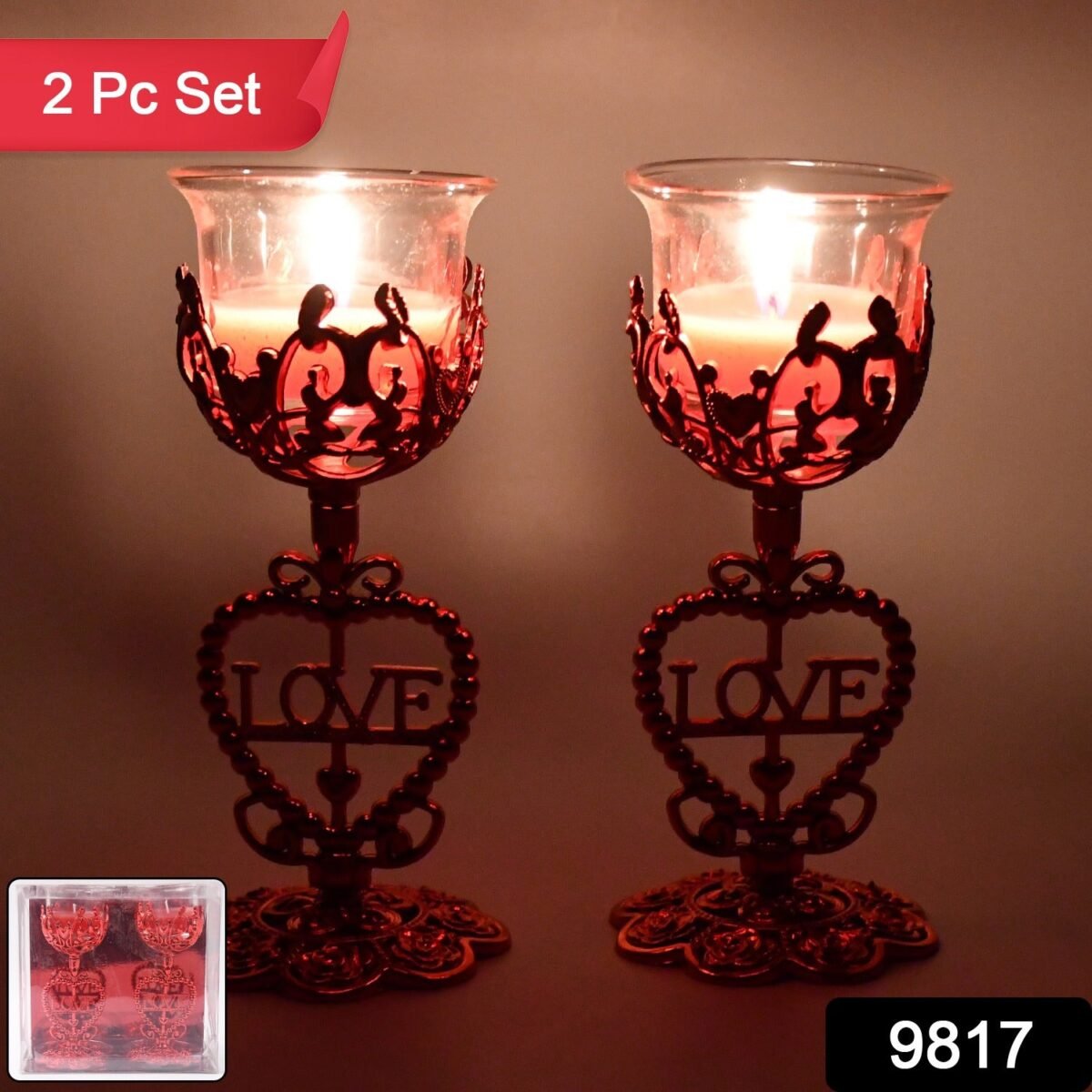 Tea Lights Holder Candle Stand (2 Pc Set) - Image 1