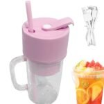 2 In1 Portable Crusher Juicer With Handle & Straw for Smoothie Sipper USB Rechargeable (340 ml) 6 Stainless Steel Blades Compact Juicer Mixer, Juicer Portable Fresh Juice Blender Portable Electric Juicer ( 340 ML ) - Image 3