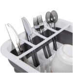 Collapsible Folding Silicone Dish Drying Drainer Rack with Spoon Fork Storage Holder - Image 9