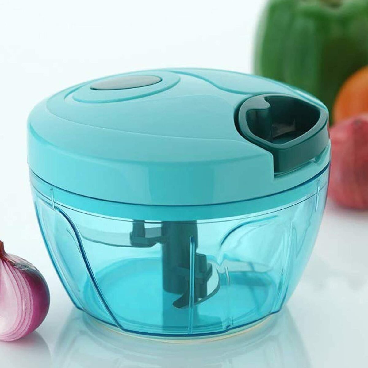 Manual Stainless Steel Blades Compact Hand Held Vegetable Chopper / Slicer (Brown Package Box) - Image 1