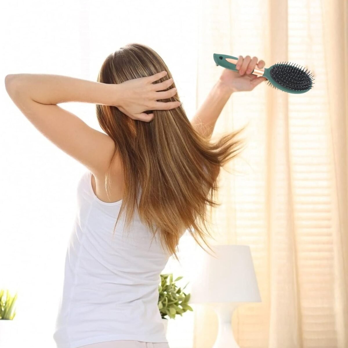 Massage Comb, Air Cushion Massage Hair Brush Ergonomic Matt Disappointment for Straight Curly Hair Cushion Curly Hair Comb for All Hair Types, Home Salon DIY Hairdressing Tool  (1 Pc), Hair accessories - Image 3