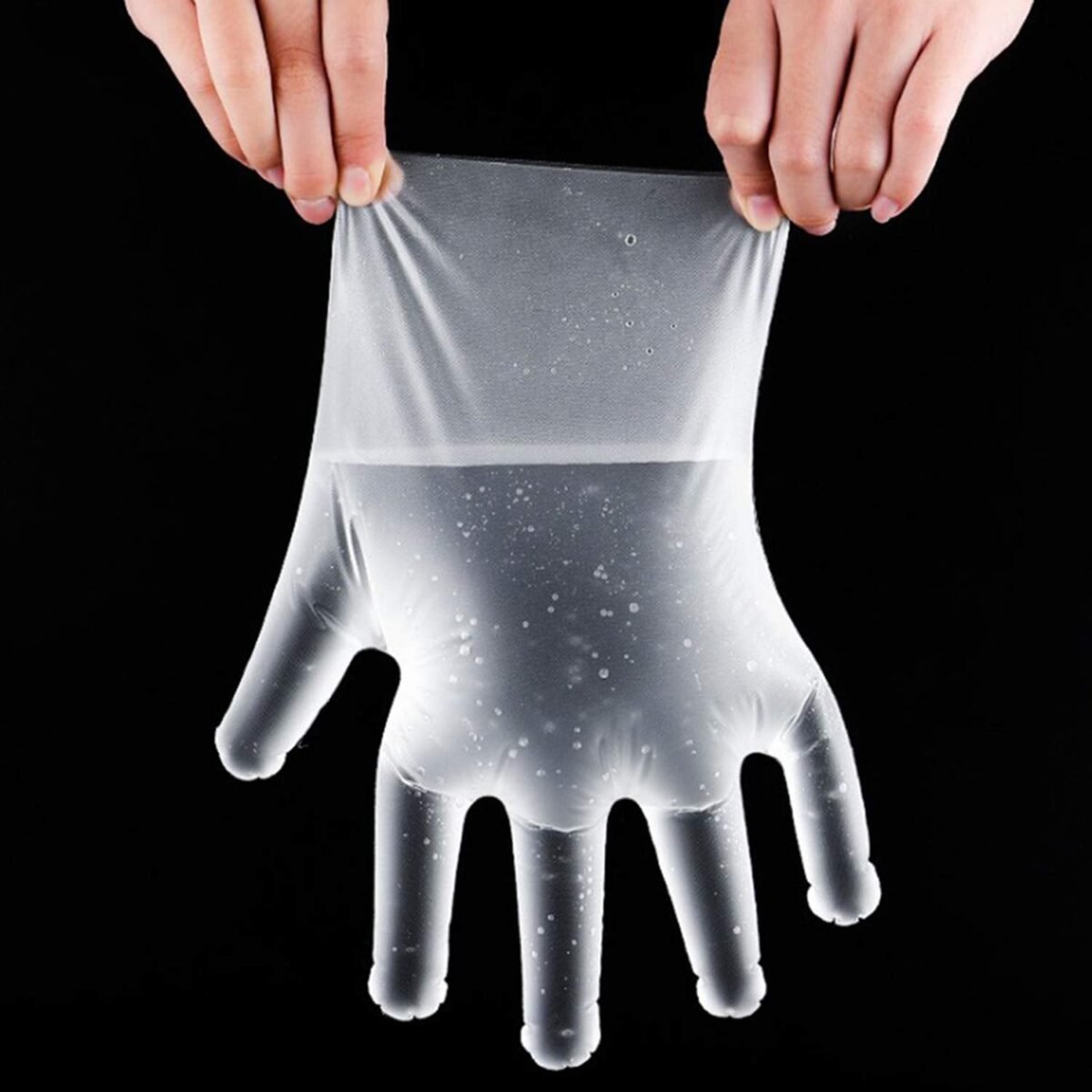 Plastic Transparent Disposable Clear Gloves (White) (100Pc) - Image 7