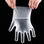 Plastic Transparent Disposable Clear Gloves (White) (100Pc) - Image 7