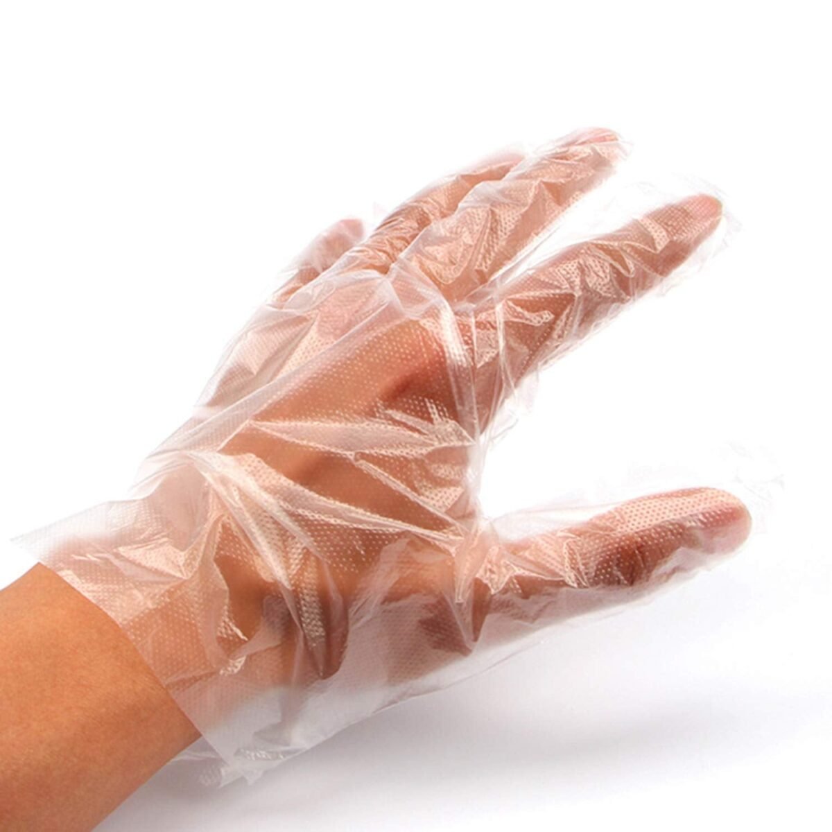 Plastic Transparent Disposable Clear Gloves (White) (100Pc) - Image 10