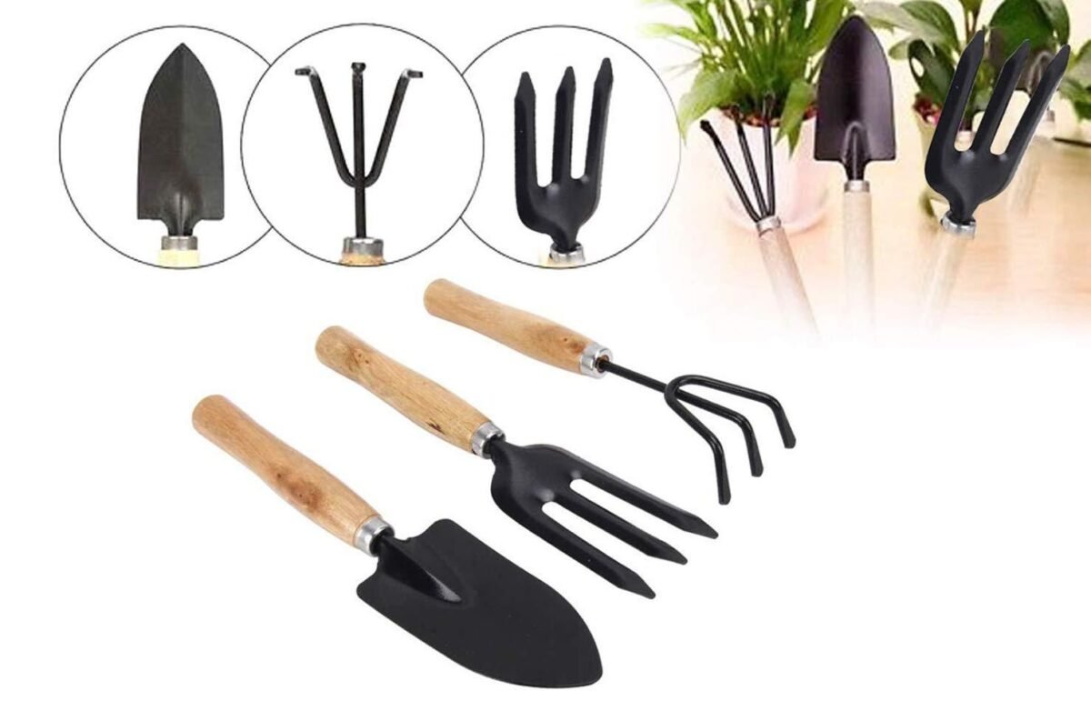 Gardening Tools - Hand Cultivator, Small Trowel, Garden Fork (Set of 3) - Image 1