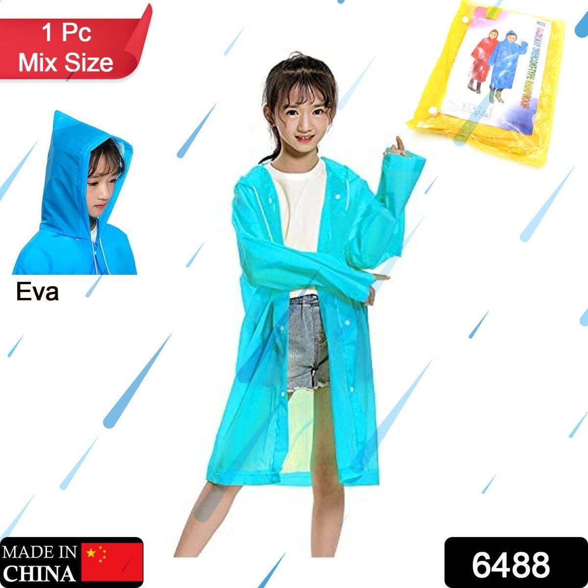 Mix Size Portable Student Rain Coat, Kid's Girl's & Boy's Outdoor Traveling Eva Material Raincoat/Rain wear/Rain Suit for Outdoor Accessory (1pc) - Image 8