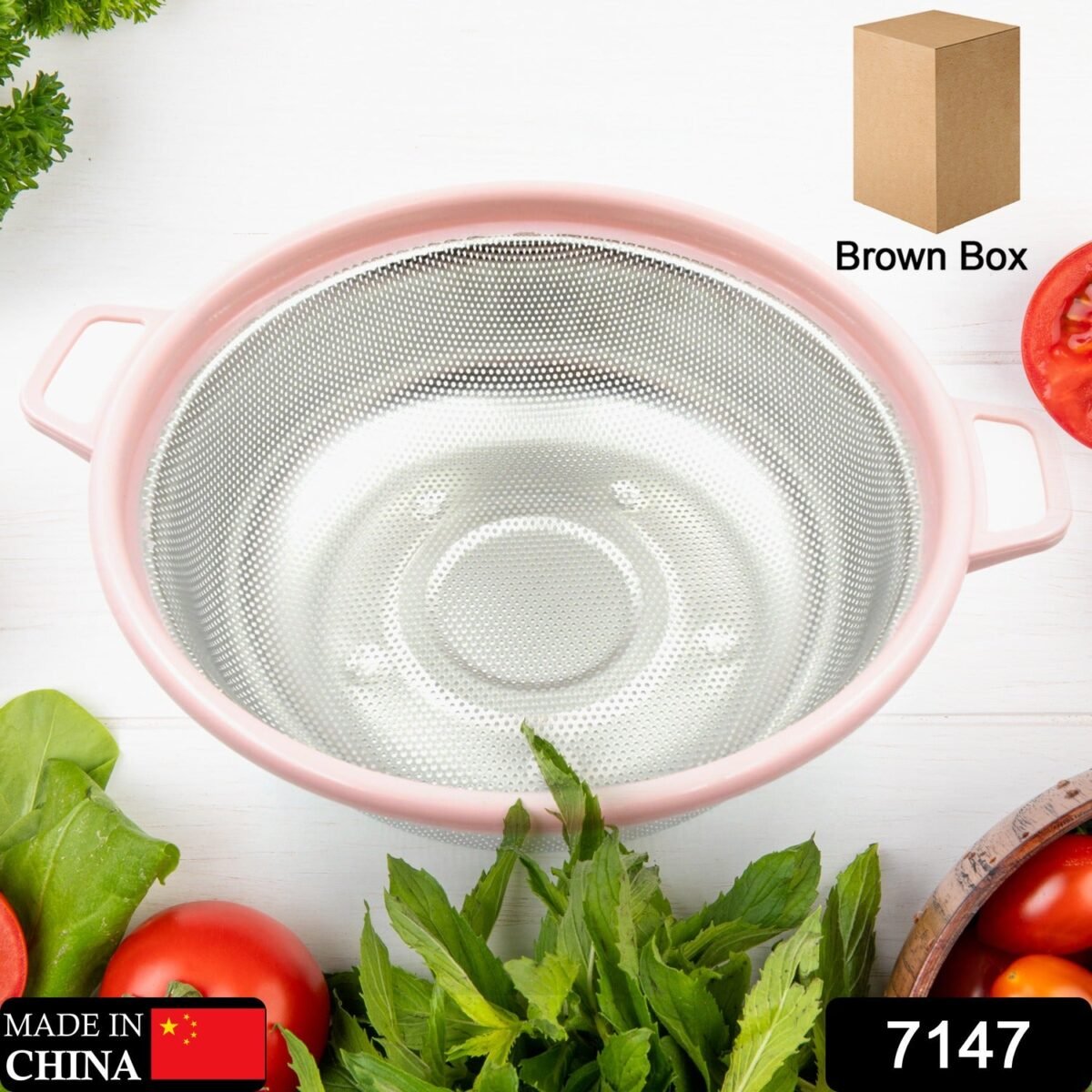 Stainless Steel Colander with Handle - Large Metal Mesh Basket Strainer (1 pc) - Image 1