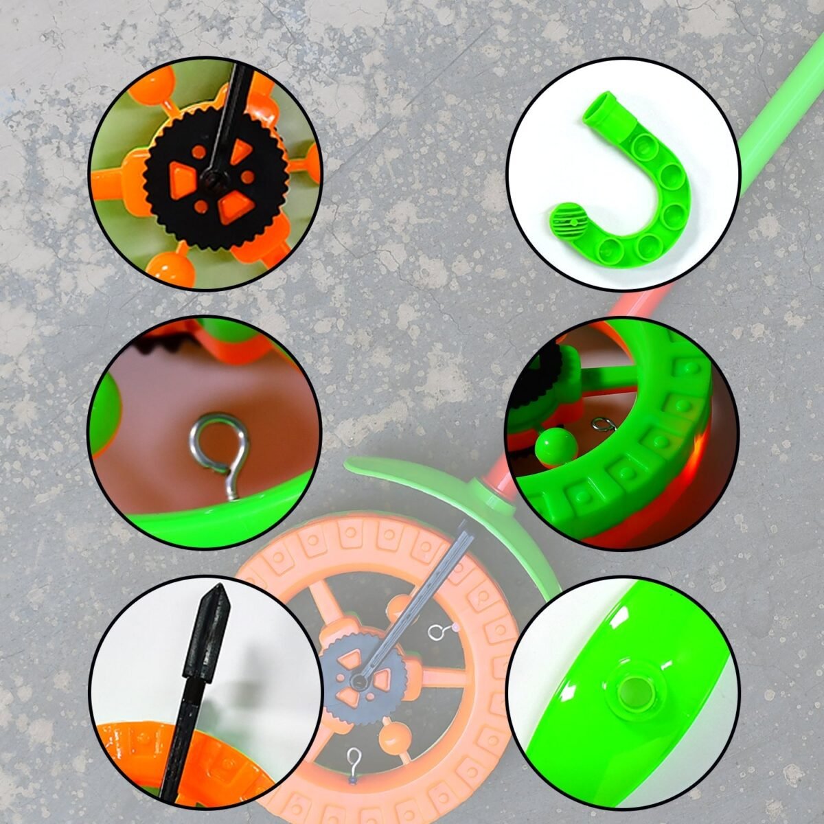 Plastic Single Wheel Push Run toy with handle and two lights on wheel. push toy for Kids. - Image 7